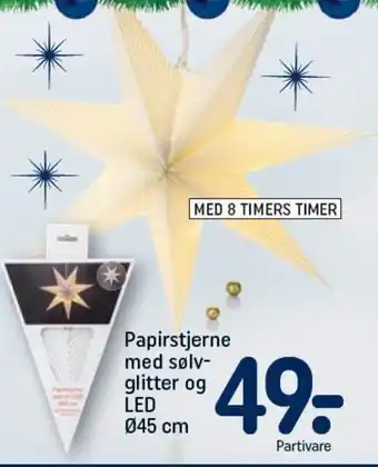 REMA 1000 Papirstjerne med sølv-glitter og LED 045 cm tilbud