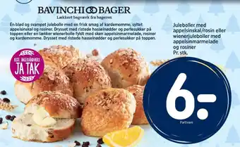 Juleboller med appelsinskal/rosin eller wienerjuleboller med appelsinmarmelade og rosiner Pr. stk.