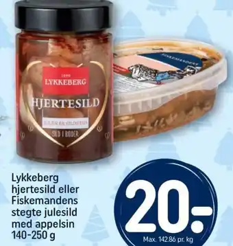 REMA 1000 Lykkeberg hjertesild eller Fiskemandens stegte julesild med appelsin 140-250 g tilbud