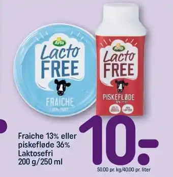 REMA 1000 Fraiche 13% eller piskefløde 36% Laktosefri 200 g/250 ml tilbud