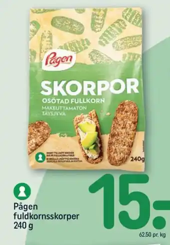 REMA 1000 Pågen fuldkornsskorper 240 g tilbud