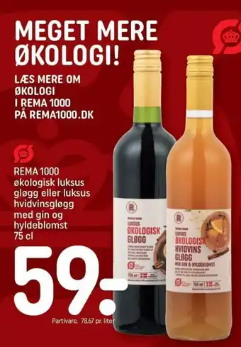 REMA 1000 økologisk luksus gløgg eller luksus hvidvinsgløgg med gin og hyldeblomst 75 cl