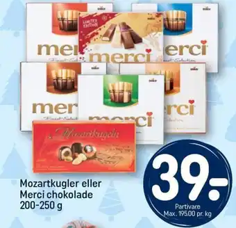 REMA 1000 Mozartkugler eller Merci chokolade 200-250 g tilbud