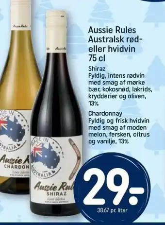REMA 1000 Aussie Rules Australsk rød-eller hvidvin 75 cl tilbud