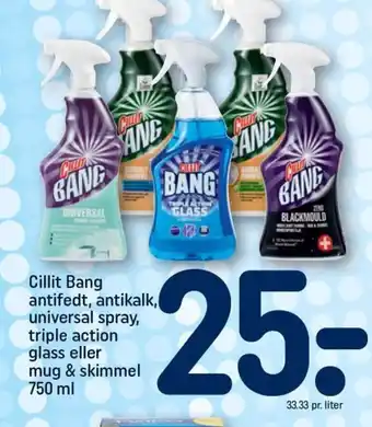 REMA 1000 Cillit Bang antifedt, antikalk, universal spray, triple action glass eller mug & skimmel tilbud