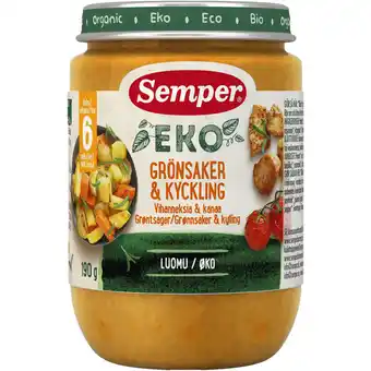 Semper - 2 x babymad grøntsager kyllingebønner