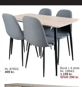 Daells Bolighus Bord + 4 stole tilbud