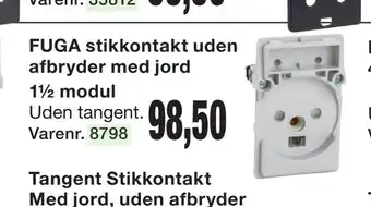 Harald Nyborg Fuga stikkontakt uden afbryder med jord 1½ modul tilbud