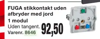 Harald Nyborg Fuga stikkontakt uden afbryder med jord 1 modul tilbud