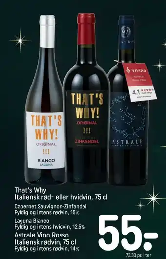 REMA 1000 That's Why Italiensk rød- eller hvidvin, 75 cl tilbud