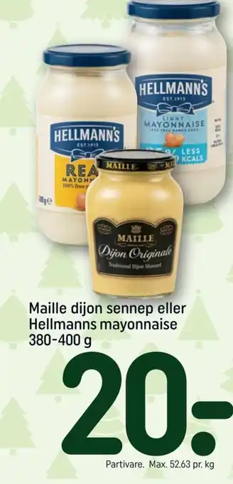 REMA 1000 Maille dijon sennep eller Hellmanns mayonnaise 380-400 g tilbud