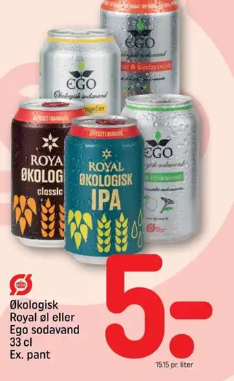 REMA 1000 Økologisk Royal øl eller Ego sodavand 33 cl tilbud