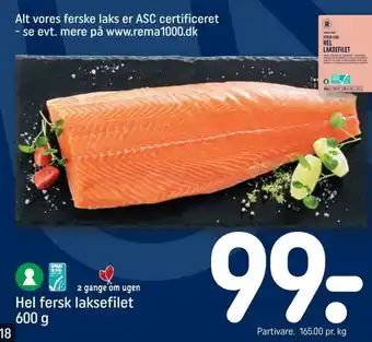 REMA 1000 Hel fersk laksefilet 600 g tilbud