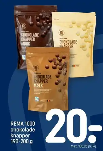 REMA 1000 REMA 1000 chokolade knapper 190-200 g tilbud