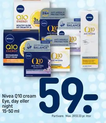 REMA 1000 Nivea Q10 cream Eye, day eller night 15-50 ml tilbud