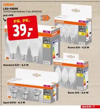 jem & fix OSRAM LED-PÆRE tilbud