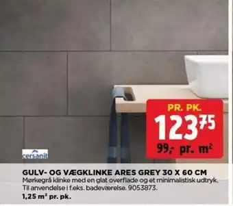 jem & fix GULV- OG VÆGKLINKE ARES GREY 30 X 60 CM tilbud