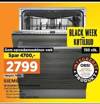 Power Siemens integreret opvaskemaskine tilbud