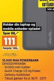 Power Dacota 10.000 mah powerbank tilbud