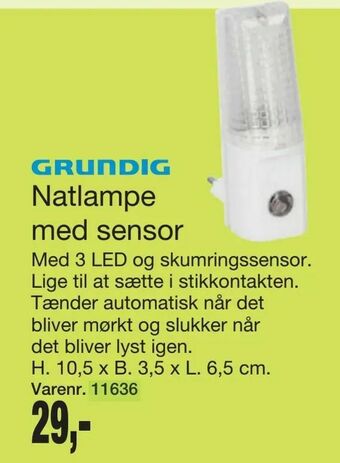 Natlampe med sensor
