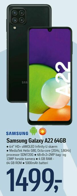 Føtex Samsung Galaxy A22 64GB tilbud