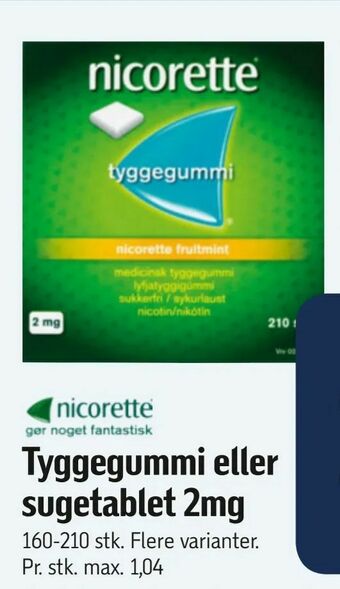 Føtex Tyggegummi eller sugetablet 2mg tilbud