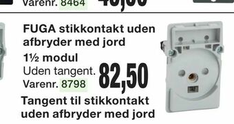 Harald Nyborg FUGA stikkontakt uden afbryder med jord 1½ modul tilbud