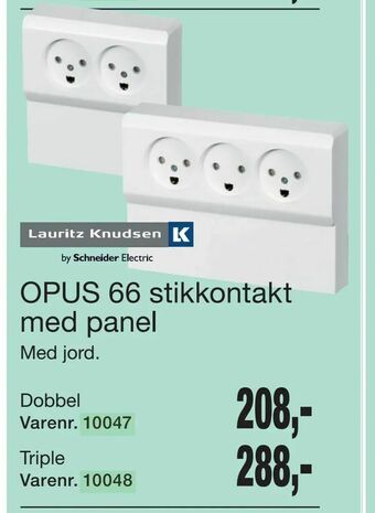 Harald Nyborg OPUS 66 stikkontakt med panel tilbud