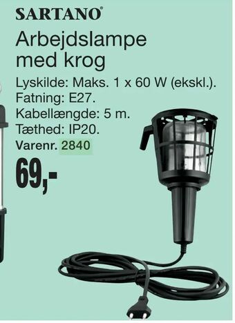 Harald Nyborg Arbejdslampe med krog tilbud