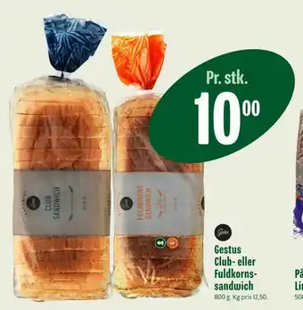 Gestus Club- eller Fuldkorns sandwich