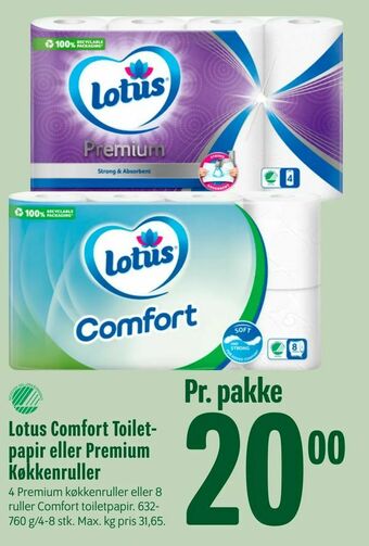 Min Købmand Lotus Comfort Toiletpapir eller Premium Køkkenruller tilbud