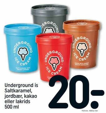REMA 1000 Underground is Saltkaramel, jordbær, kakao eller lakrids tilbud