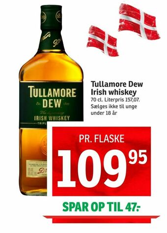 SPAR Tullamore Dew Irish whiskey tilbud