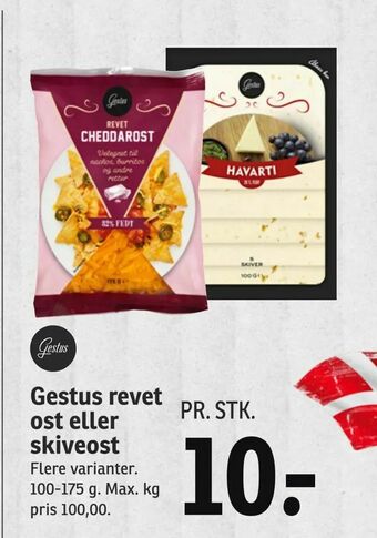 SPAR Gestus revet ost eller skiveost tilbud