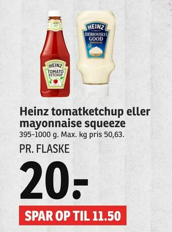 SPAR Heinz tomatketchup eller mayonnaise squeeze tilbud