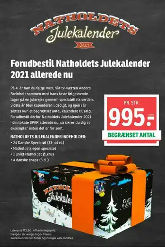 SPAR Forudbestil Natholdets Julekalender 2021 allerede nu tilbud