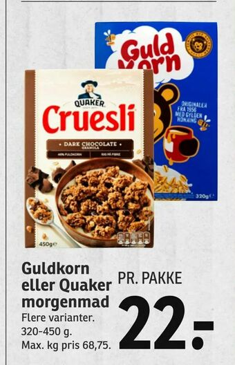 SPAR Guldkorn eller Quaker morgenmad tilbud