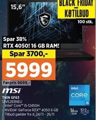Power Thin gf63 tilbud