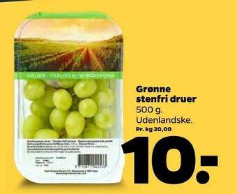 Netto Grønne stenfri druer tilbud