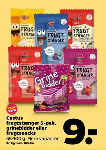 Netto Castus frugtstænger 5-pak, grinebidder eller frugtsnacks tilbud