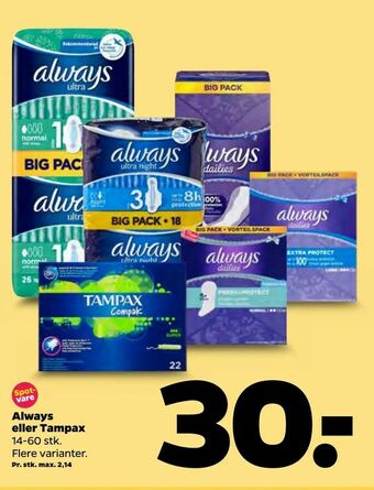 Netto Always eller Tampax tilbud