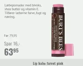 Helsam Lip balm farvet pink tilbud