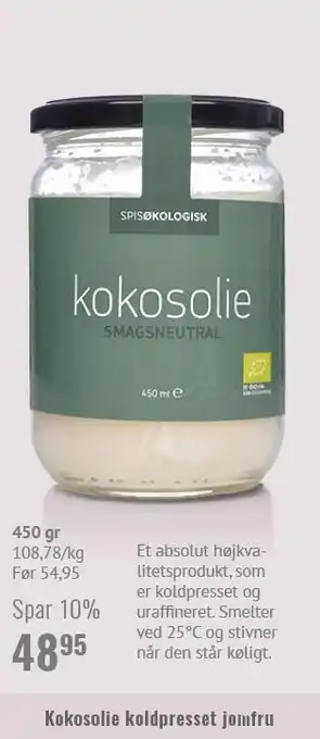 Helsam Kokosolie koldpresset jomfru tilbud