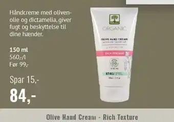 Helsam Olive hand cream - rich texture tilbud