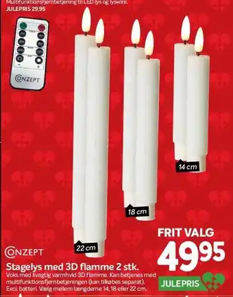 Din Isenkræmmer Conzept stagelys med 3d flamme 2 stk tilbud