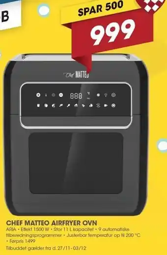Punkt1 Chef matteo airfryer ovn tilbud