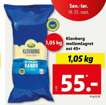 Let-Køb Klovborg mellemlagret ost 45+ tilbud