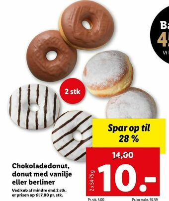 Chokoladedonut, donut med vanilje eller berliner