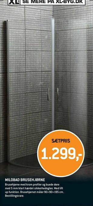 XL-BYG Milobad brusehjørne tilbud