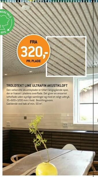 XL-BYG Troldtekt line ultrafin akustikloft tilbud